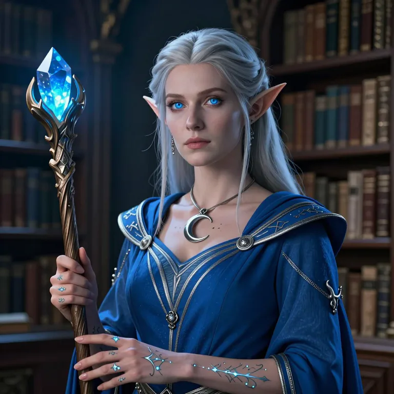 Elara Moonsilver, a High Elf Wizard